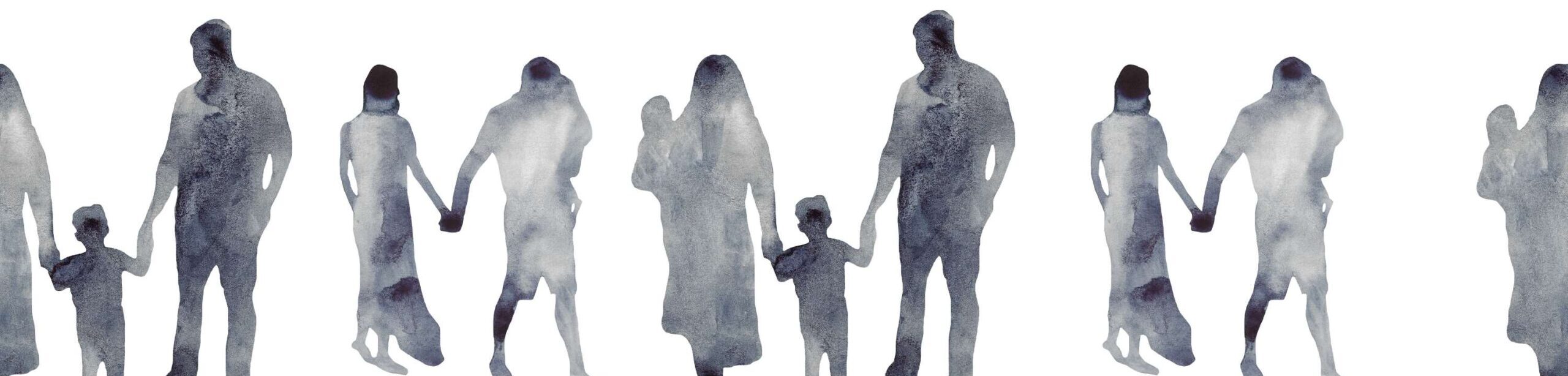 Schattenhafte Silhouetten von Menschen, die symbolisch mehrere Generationen darstellen
