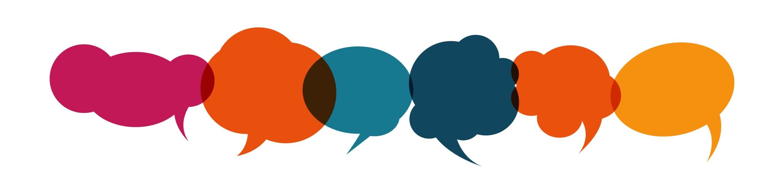 Bunte Sprechblasen als Symbol für Dialog, Verständigung und Kommunikation
