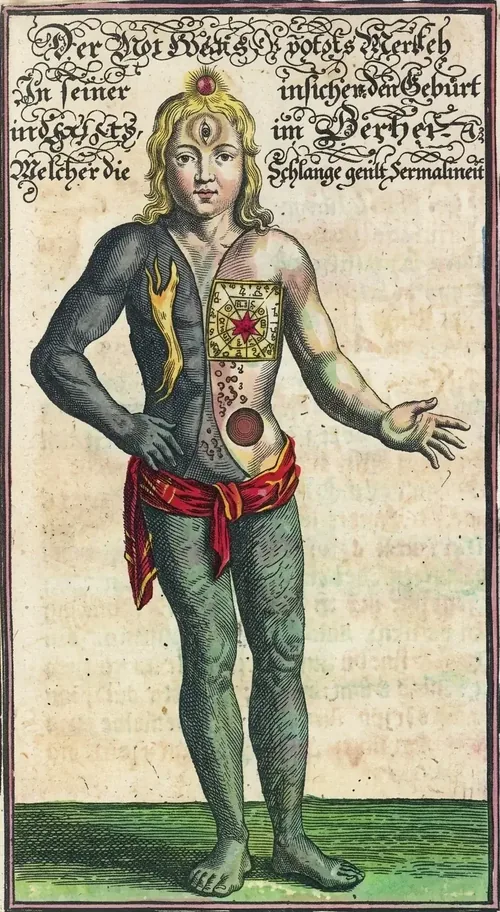 Wiedergeborener Mensch, alchimistische Darstellung nach Georg J. Gichtel